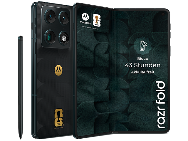 motorola razr fold FIFA Edition vorne und hinten mit moto Pen