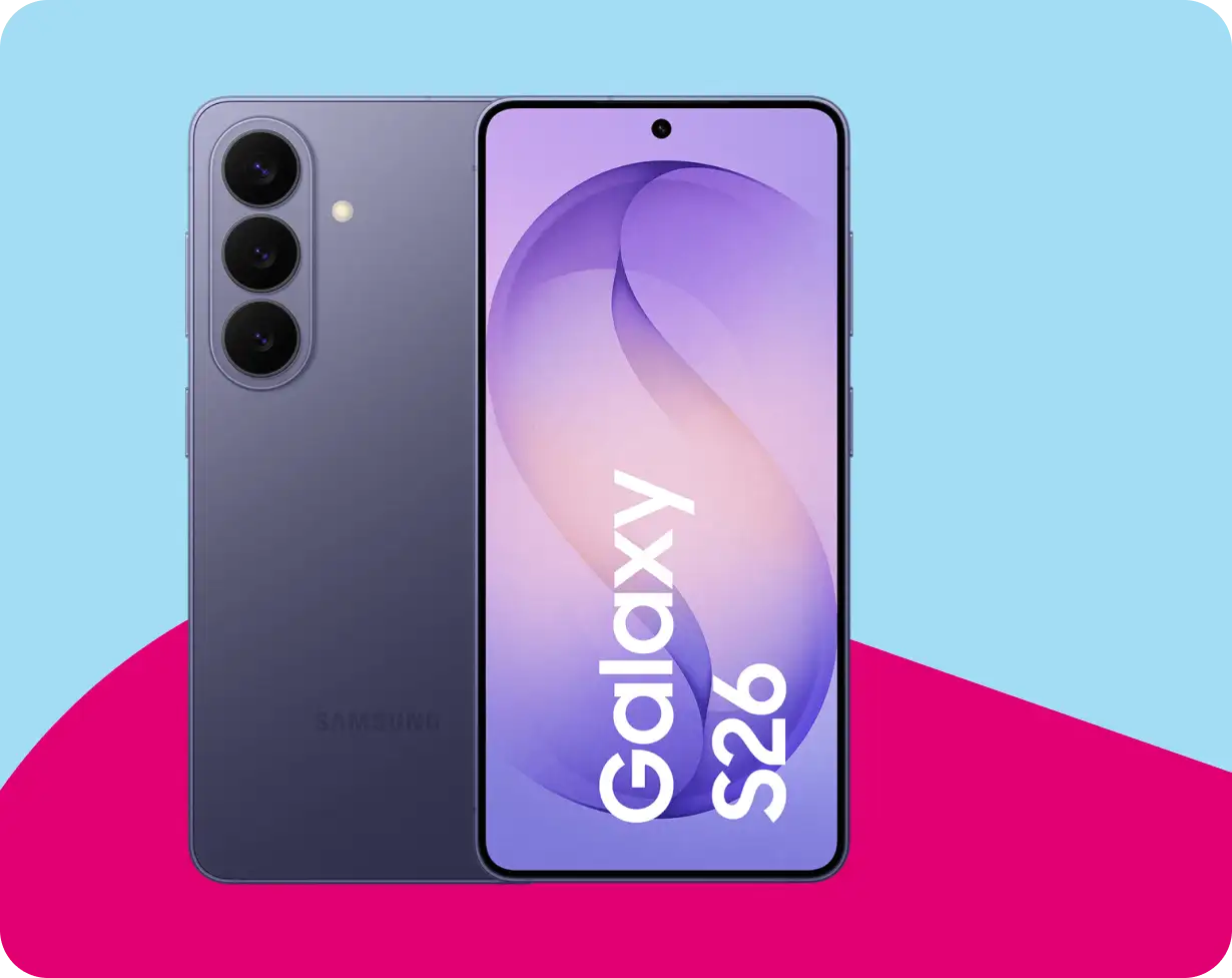 Samsung Galaxy S26-Serie mit vier Geräten und Eingabestift.