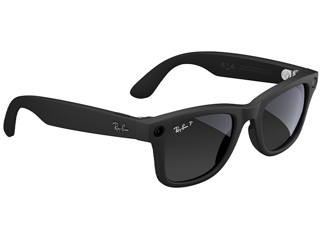 Ray-Ban Meta Wayfarer (Gen 2), Large, Schwarz matt, Gläser: Grafitgrau mit Farbverlauf (polarisiert), seitlich