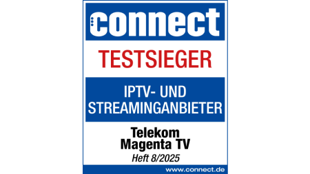 Auszeichnung Testsieger Connect IPTV und Streaming 2025 der Telekom