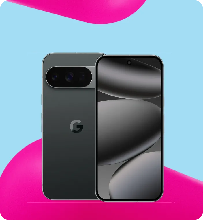 Google Pixel 10 Pro in Obsidian, Vorder- und Rückansicht