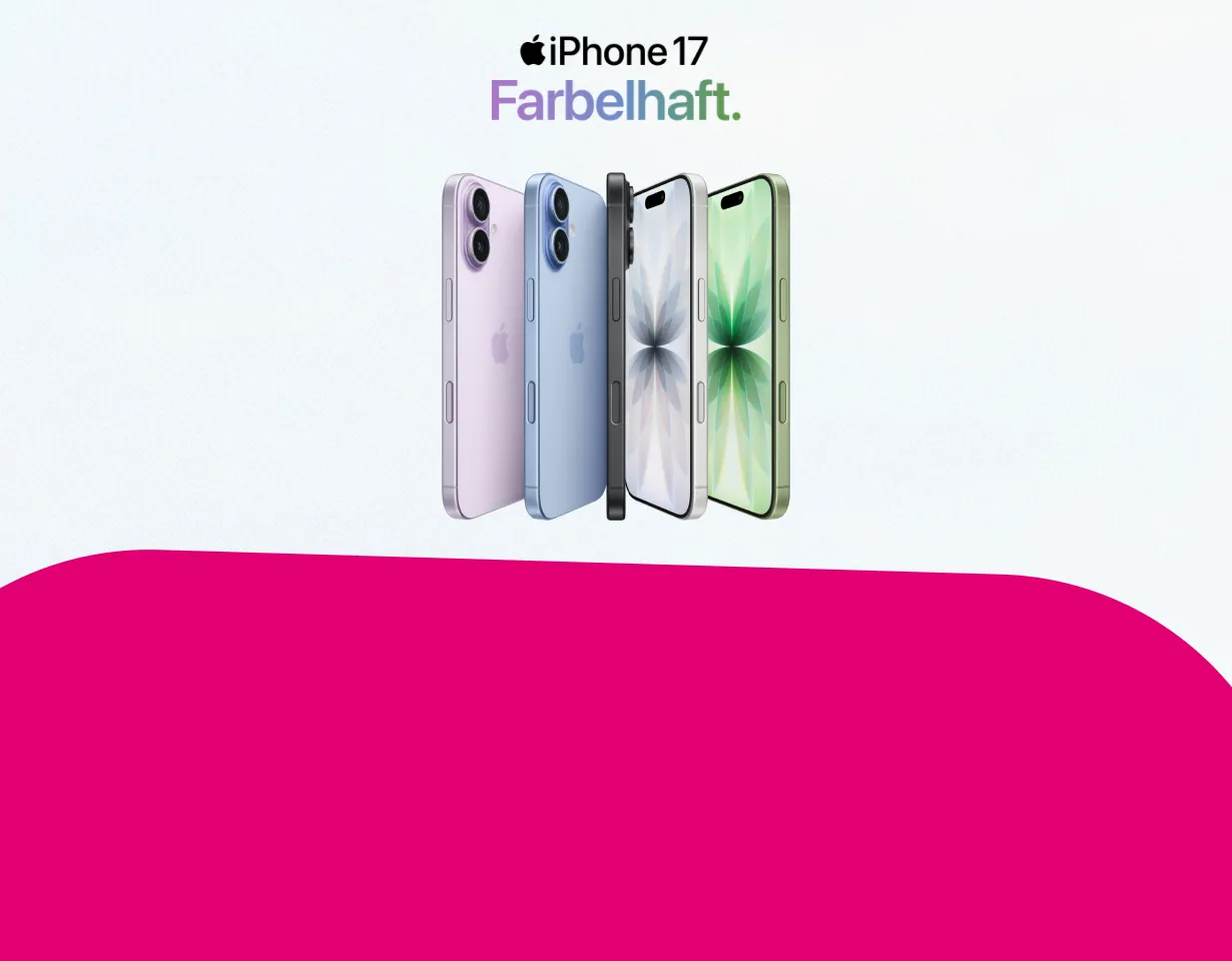 Werbegrafik für iPhone 17 in mehreren Farben.