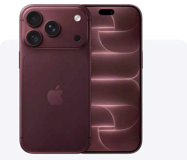 iPhone 18 Pro in Burgunder, Vorder- und Rückansicht