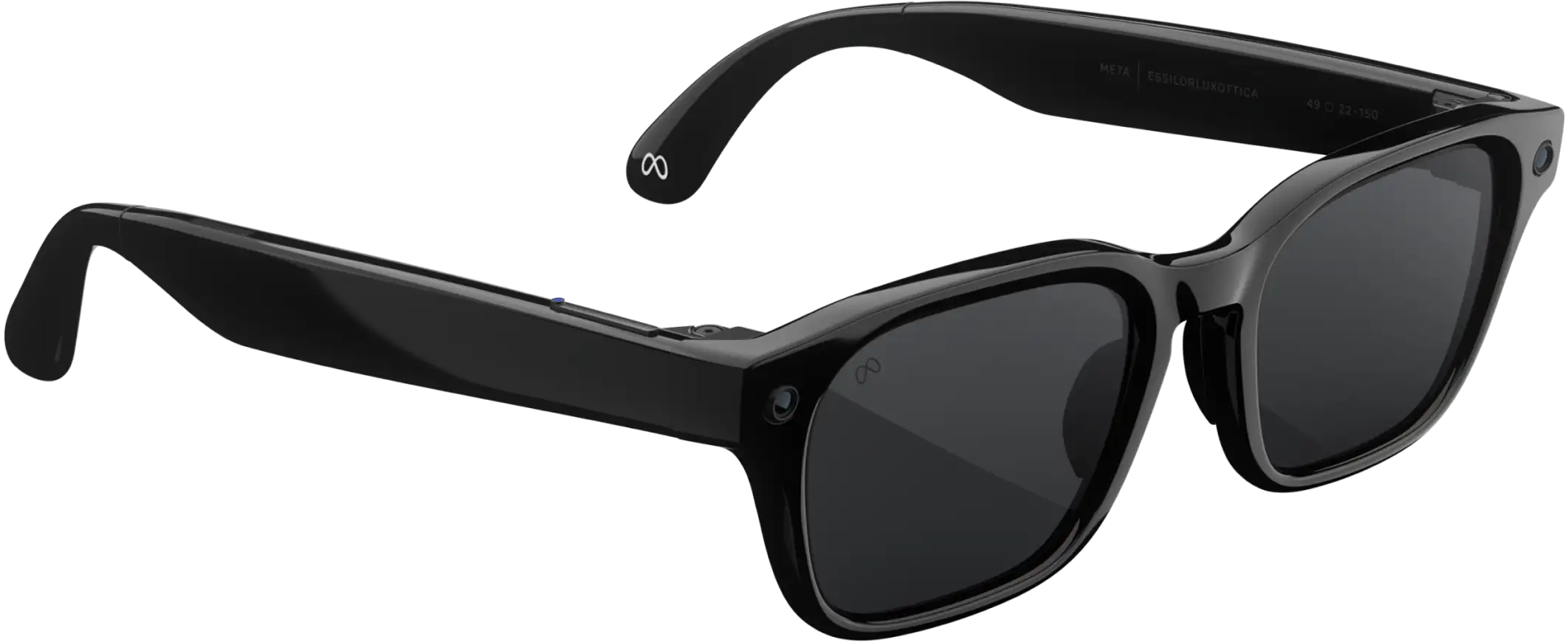 Meta Glasses in schwarz, seitlich von vorne fotografiert