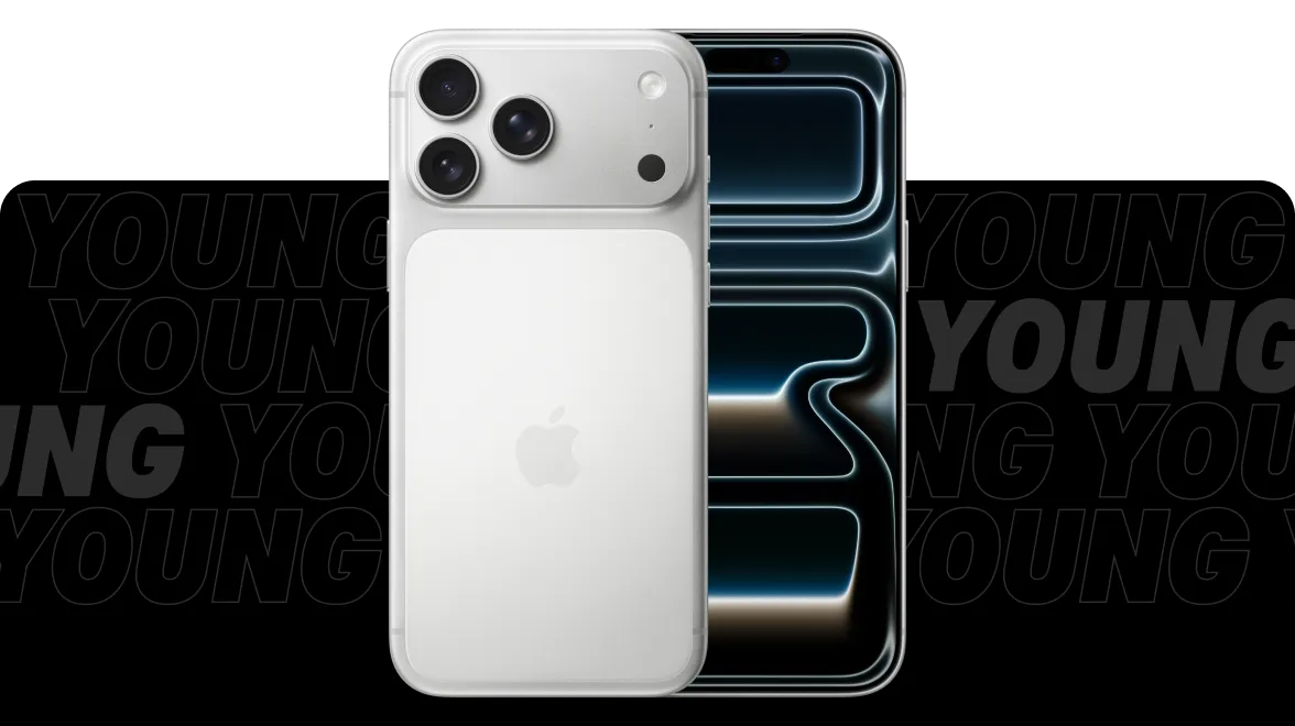 iPhone 17 Pro Max in Silber, Vorder- und Rückansicht