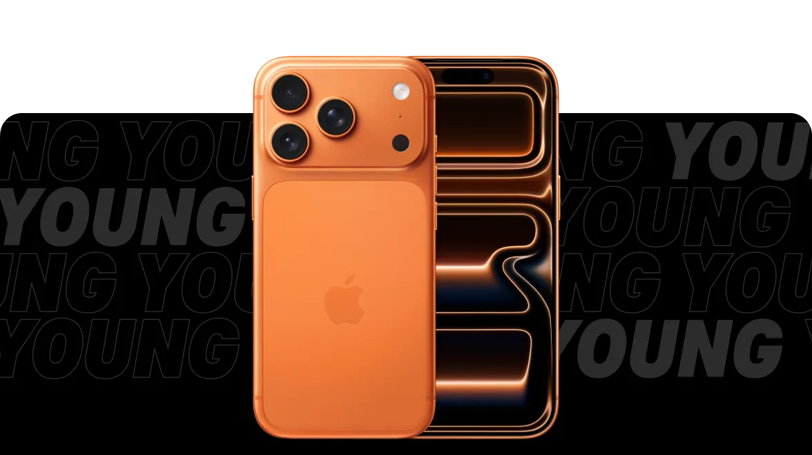 iPhone 17 Pro in Cosmic Orange, Vorder- und Rückansicht