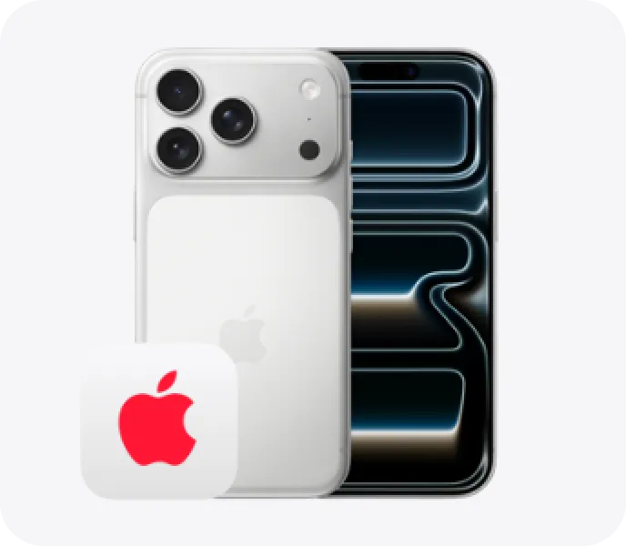 iPhone von vorne und hinten mit AppleCare Logo für die Handyversicherung