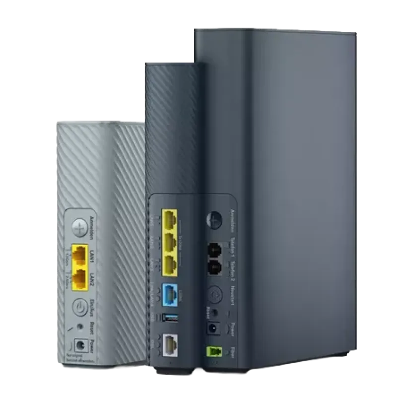 Telekom Speedport 7 Router und Speedport 7 WLAN-Verstärker Plus – Rückansicht mit LAN-, DSL- und Stromanschlüssen