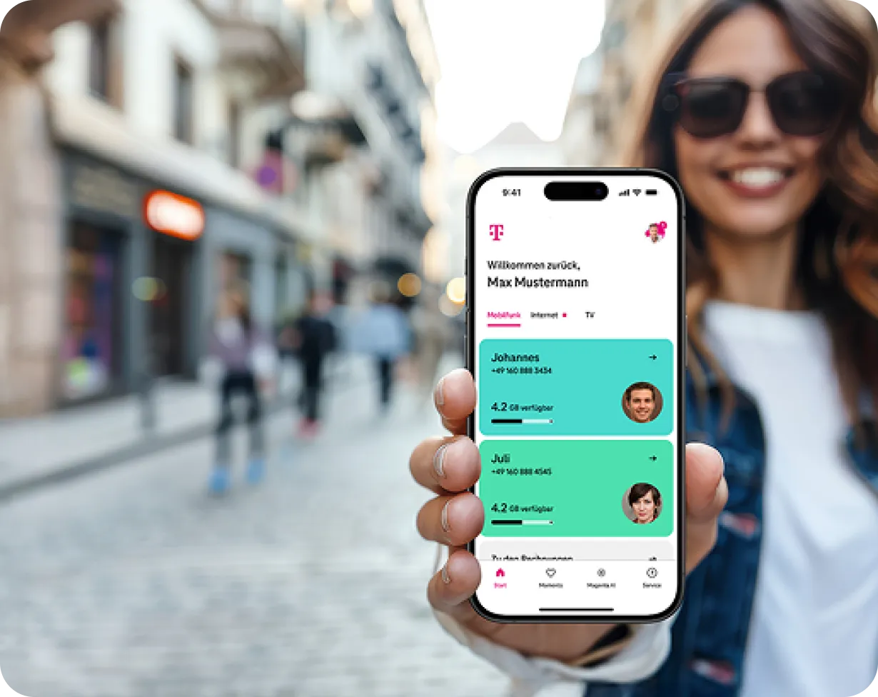 Smartphone mit MeinMagenta App der Telekom