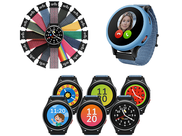 Übersicht Farben und Armbänder aufgereiht Anio 6 Smartwatch 