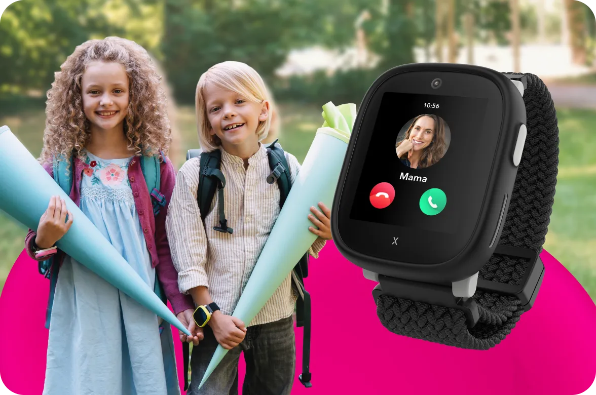 XPLORA X6 Play eSIM Kids Watch in Schwarz mit eingehendem Anruf von Mama