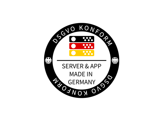 Logo DVSGO-Konformität: Server und App made in Germany
