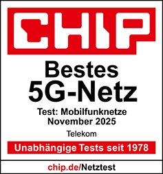 CHIP - Bestes 5G-Netz. Test: Mobilfunknetze. Telekom. November2025. Unabhängige Tests seit 1978