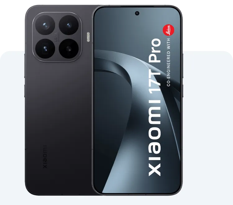 Xiaomi 17T Pro in Schwarz, Vorder- und Rückansicht
