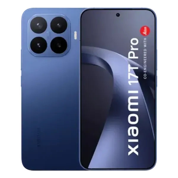 Xiaomi 17T Pro in Deep Blue, Vorder- und Rückansicht mit Leica Kamera