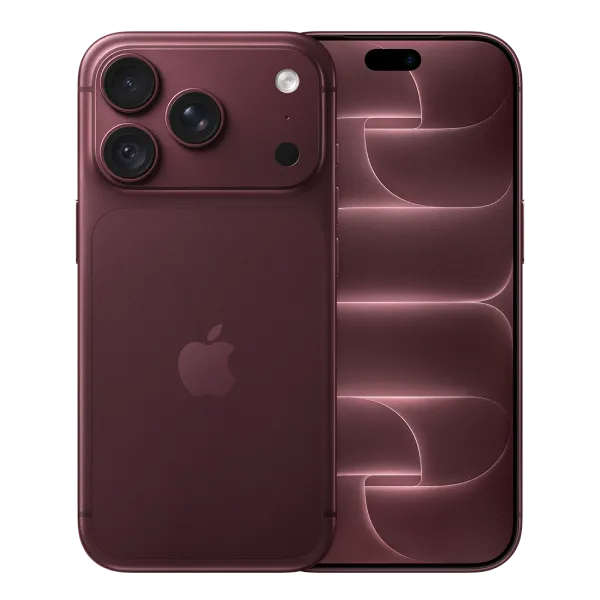 iPhone 18 Pro in Burgunder, Vorder- und Rückansicht