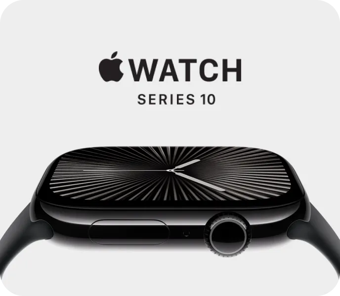 Apple Watch Series 10 in Schwarz mit strahlenförmigem Zifferblatt