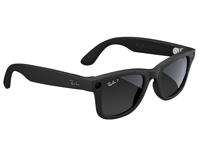 Ray-Ban Meta Wayfarer (Gen 2), Standard, Schwarz matt, Gläser: Grafitgrau mit Farbverlauf (polarisiert), seitlich