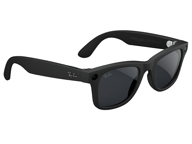 Ray-Ban Meta Wayfarer (Gen 2), Standard, Schwarz matt, Gläser: Transitions® Grau, seitlich