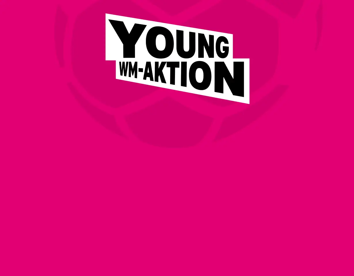 Grafik mit dem Schriftzug „Young WM-Aktion“ auf magentafarbenem Hintergrund.